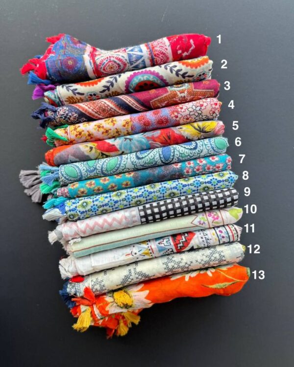 شال نخ پنبه وارداتی منگوله دار(جین 10 تایی کد 925)