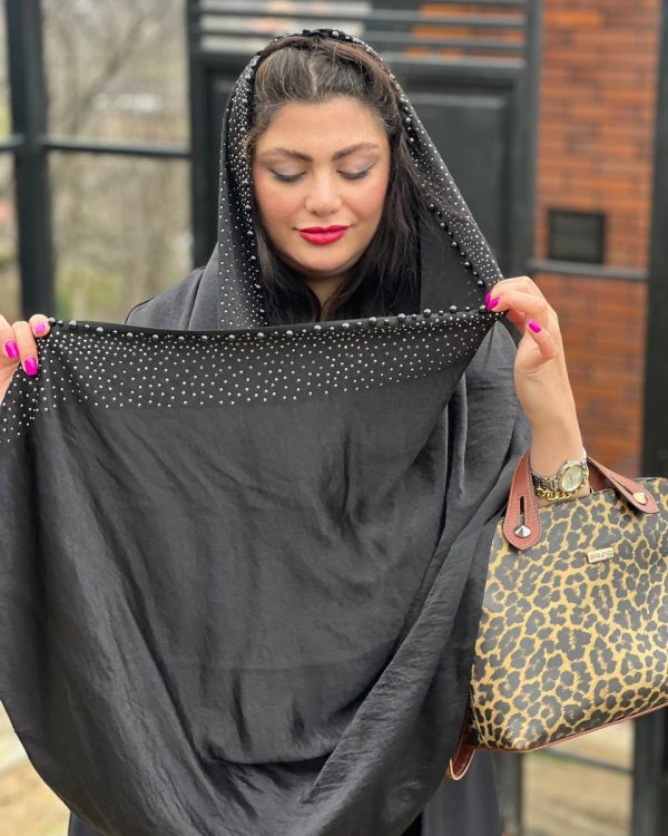 شال ابریشم مجلسی کوپرا نگینی (تک فروشی کد ۱۴۲)