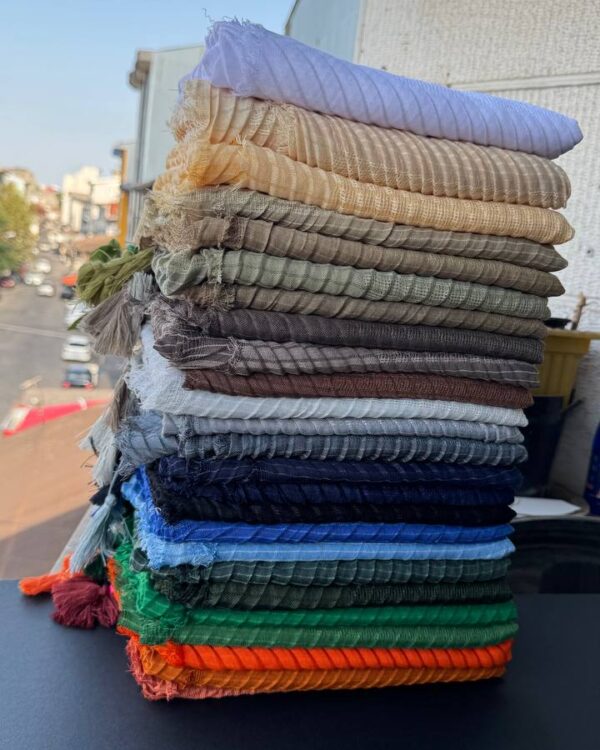 شال نخی پلیسه پارچه حصیری(تکفروشی کد 128)