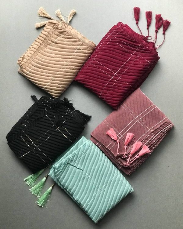 شال پلیسه تمام نخ