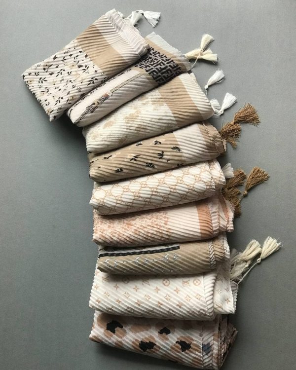 شال پلیسه نخی منگوله دار(تکفروشی کد 174)