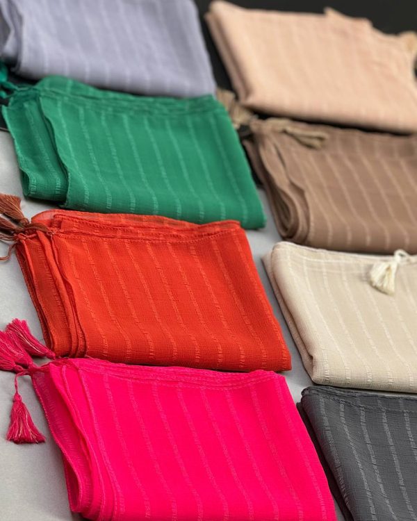 شال حریر کلیشه منگوله دار (تک فروشی کد 942)