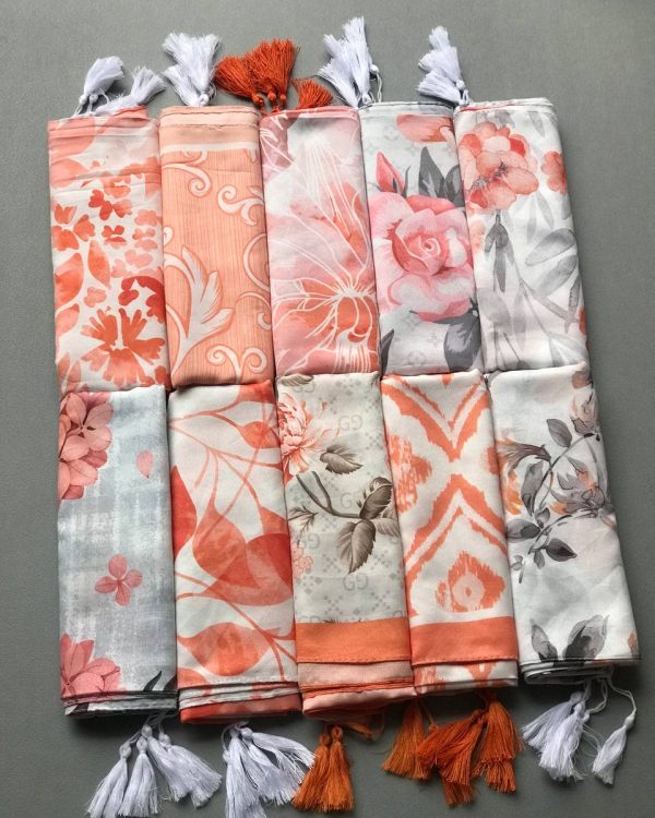 شال نخی بهاره منگوله دار چاپ دیجیتالی(تکفروشی کد 181)