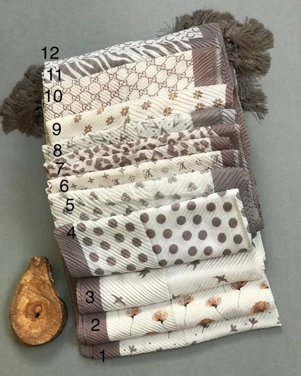 شال پلیسه نخی منگوله دار(تکفروشی کد 199)