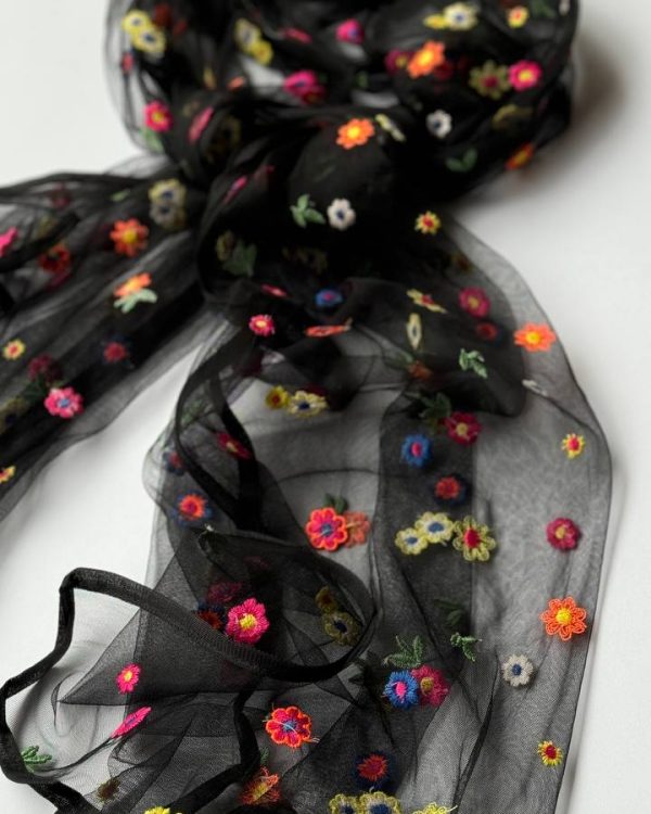 شال شکوفه توری دور نوار (عمده فروشی کد ۳۸۲)