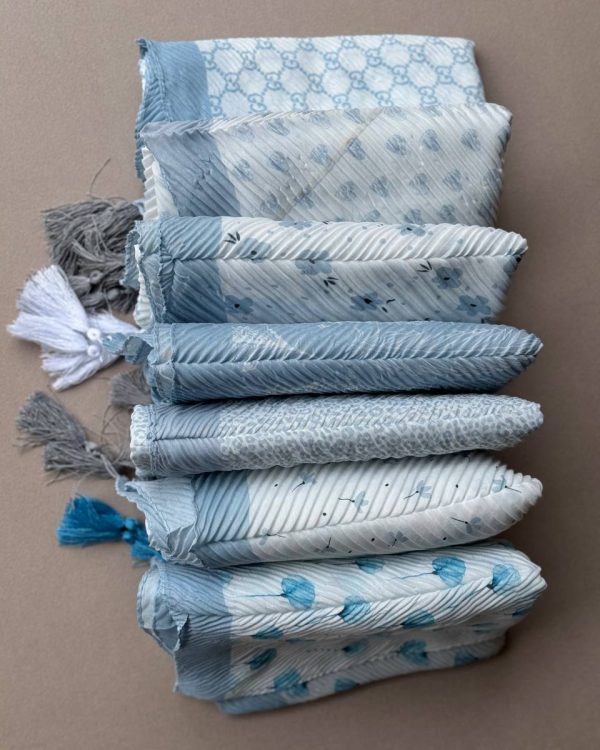 شال پلیسه نخی منگوله دار (تک فروشی کد 430)