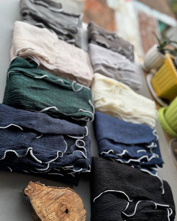 شال برشکا دور مروارید پلیسه (تکفروشی کد 507 )