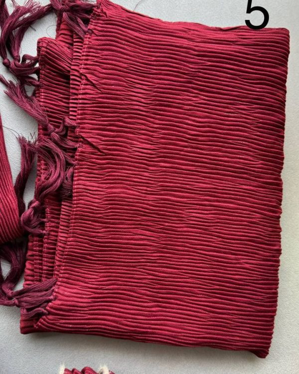 شال تمام نخ زرشکی پلیسه (جین 10 تایی کد 504)