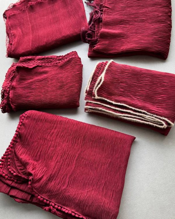 شال تمام نخ زرشکی پلیسه (تکفروشی کد 503)