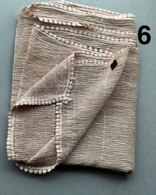 شال پلیسه عدسی برشکا دو رو(جین 12 تایی کد 523 )