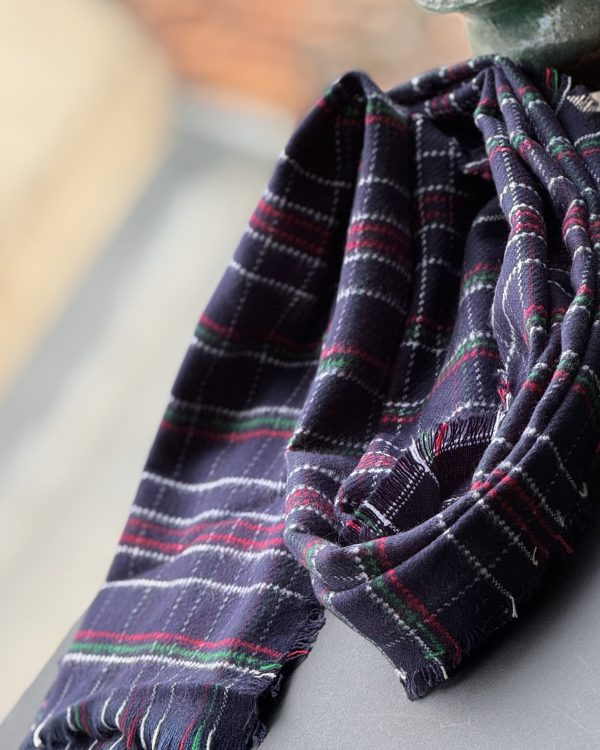 شال بافت کجرا موهر سورمه ای دو رو (تکفروشی کد 566)