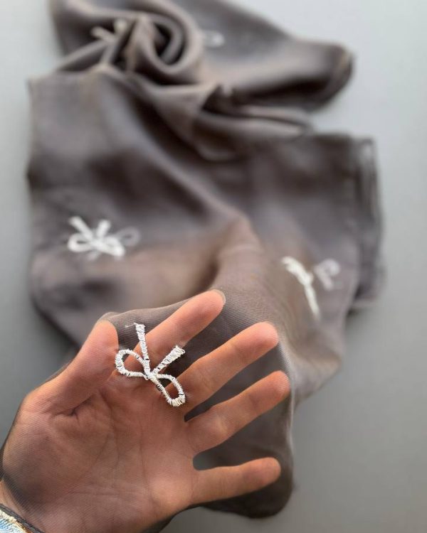 شال حریر پاپیون گلدوزی(تکفروشی 672)