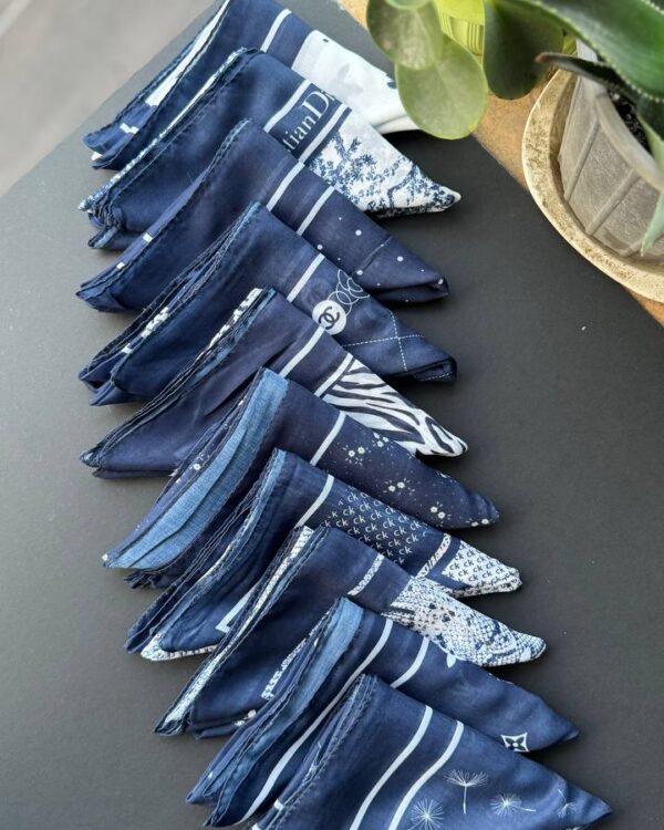 مینی اسکارف نخی سورمه ای عمده(جین 10تایی کد 722)