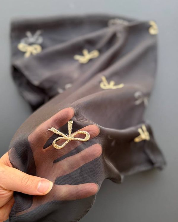 شال حریر پاپیون گلدوزی(جین 6 تایی 673)