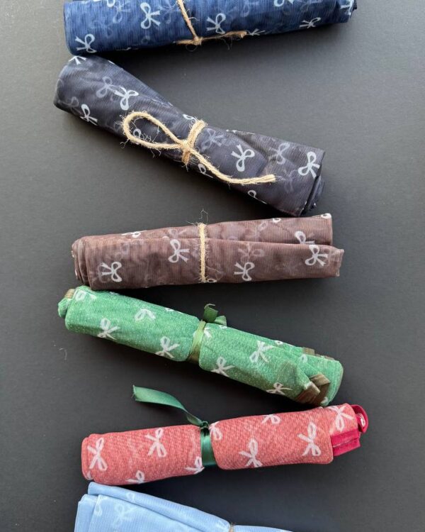 شال توری دور نواری پاپیون (جین 6 تایی کد 937)