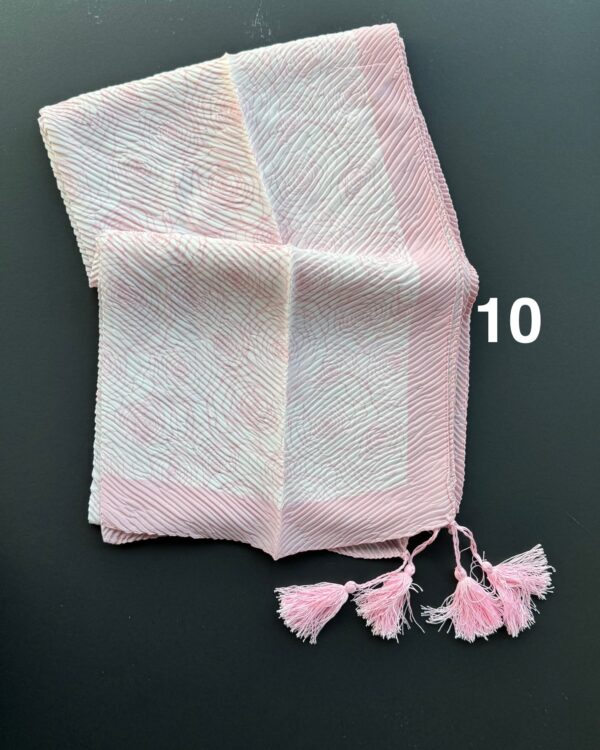 شال نخ اسلپ چاپی منگوله صورتی (تکفروشی کد 803)