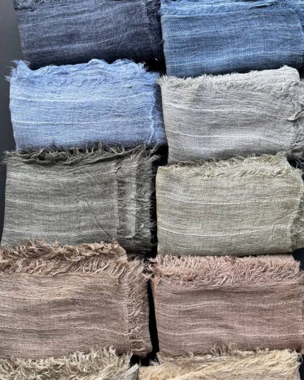 شال دور ریش نخ فلورانس خط راه راه لمه(جین 12 تایی کد 845)