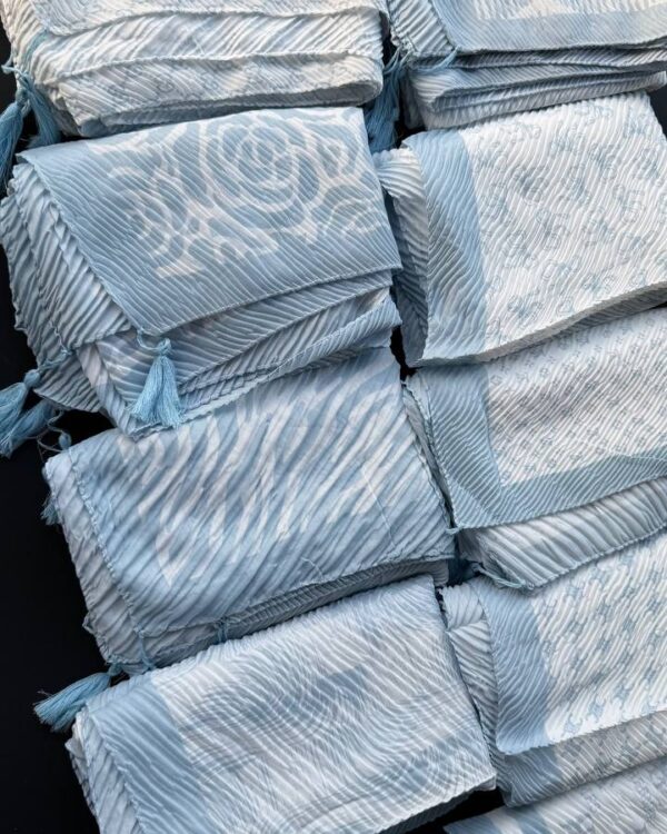 شال نخی پلیسه ابی اسمانی(جین 10 تایی کد 839)