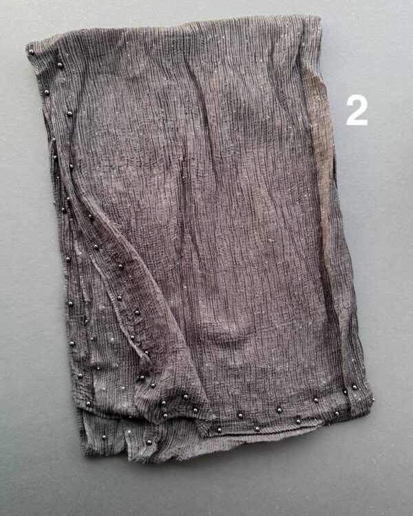 شال برشکا پلیسه تک مشکی نخی چهار فصل(تکفروشی کد 854)