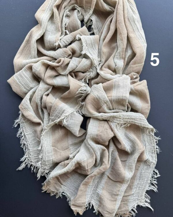 شال تمام نخ دور ریش راه راه وارداتی (جین 12 تایی کد 887)