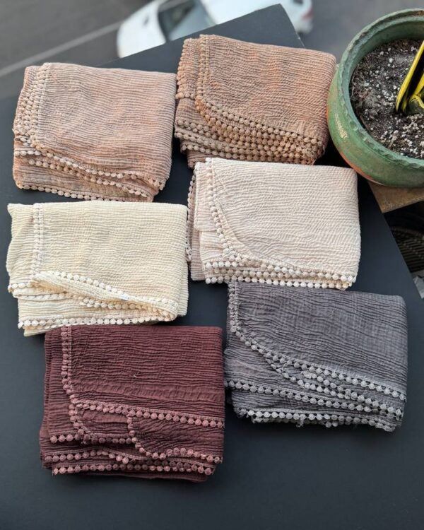 شال نخ برشکا 4 فصل پلیسه وارداتی دور عدسی (تکفروشی کد 904)