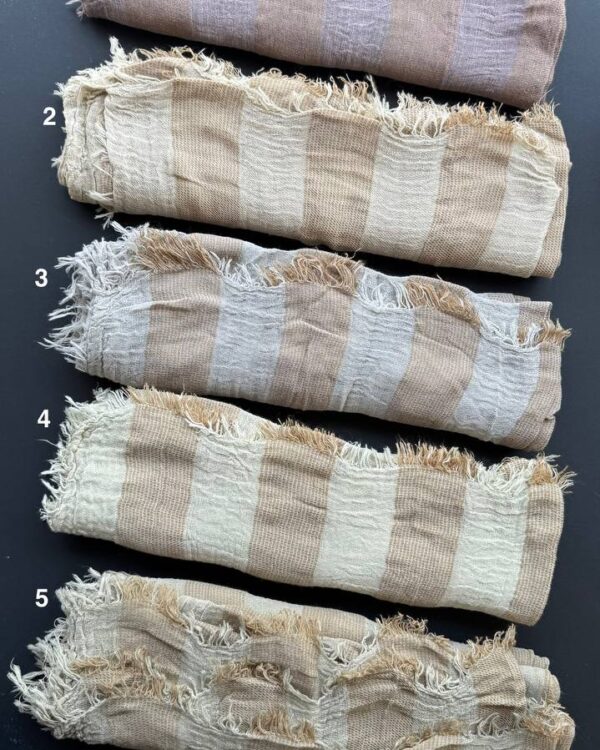 شال تمام نخ دور ریش راه راه وارداتی (تکفروشی کد 886)