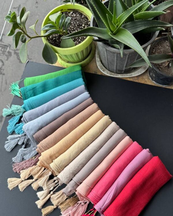 شال نخ اسلپ منگوله دار ساده(تکفروشی کد 930)