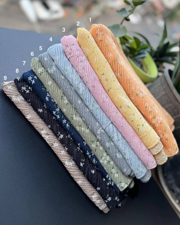 شال پلیسه منگوله دار نخی چاپی گلریز (تک فروشی کد 950)