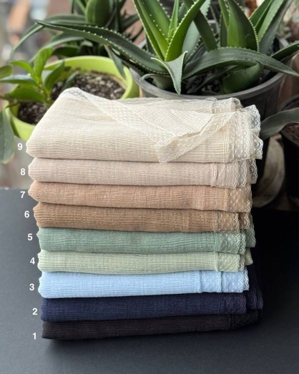 شال تمام نخ پلیسه چهار فصل برشکا دور توری عمده (جین 10 تایی کد 971)