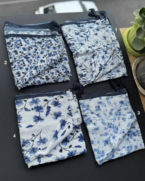 شال پلیسه نخی لمه و منگوله دار (تکفروشی کد 949)