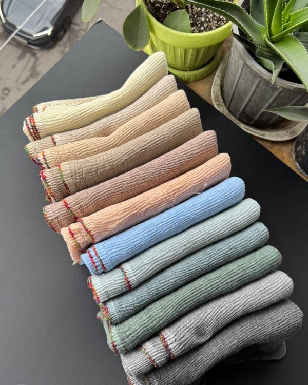 شال دندان موشی لبه رنگی پاییزه پلیسه(تکفروشی کد 962)