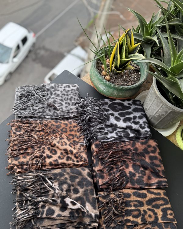 شال موهر پلنگی ریشه دار وارداتی(تکفروشی کد 1032)