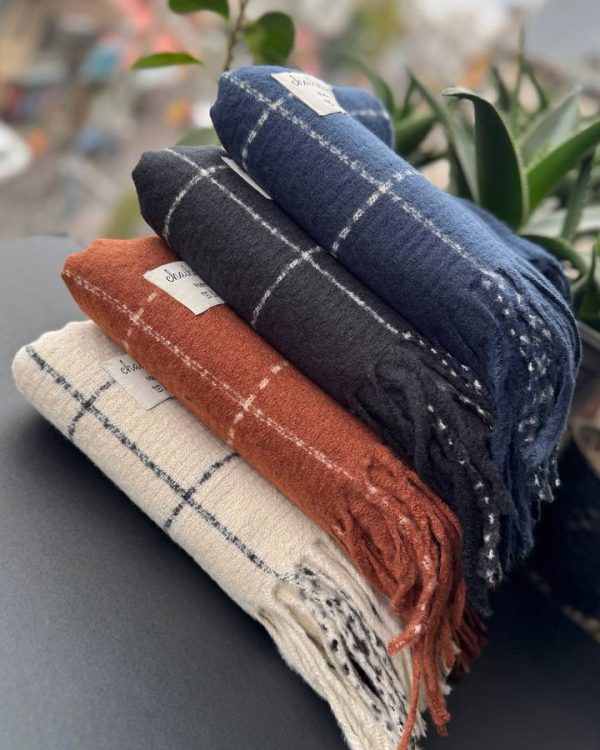 شال موهر چهار خونه ریشه دار(تکفروشی کد 992)