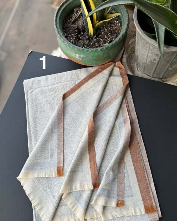 شال موهر جناقی طرح سلین دو رو نوار لمه عمده (جین 6 تایی کد 1009)