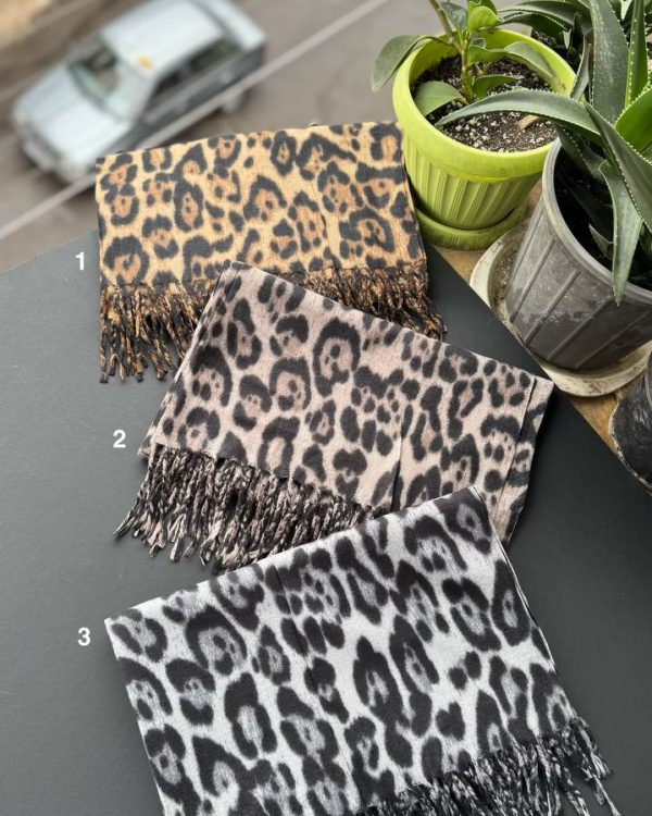 شال موهر پلنگی ریشه دار وارداتی عمده (جین 4 تایی کد 985)