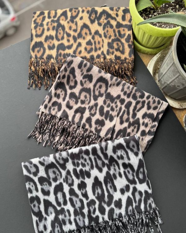 شال موهر پلنگی ریشه دار وارداتی(تکفروشی کد 984)