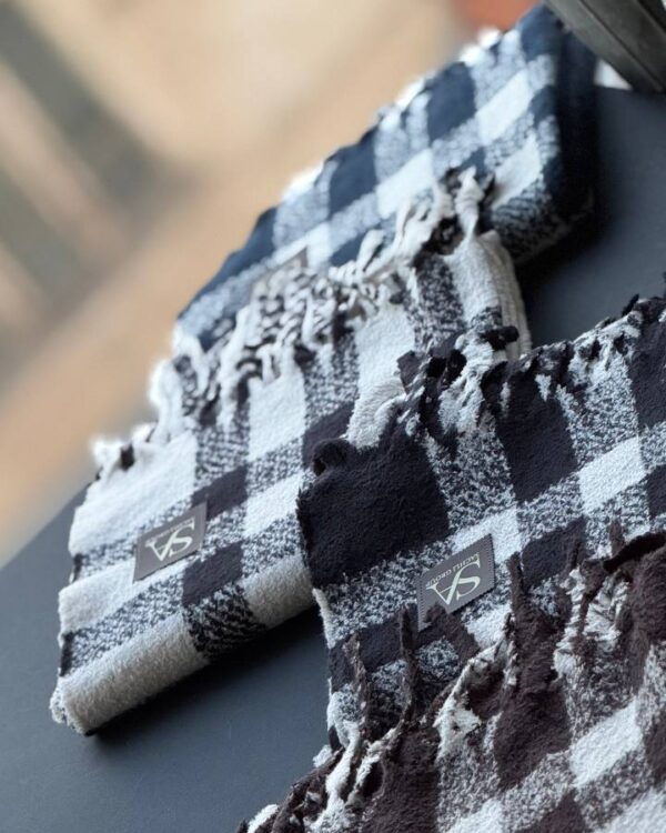 شال موهر حوله ای طرح باربری ریشه دار(تکفروشی کد 1097)