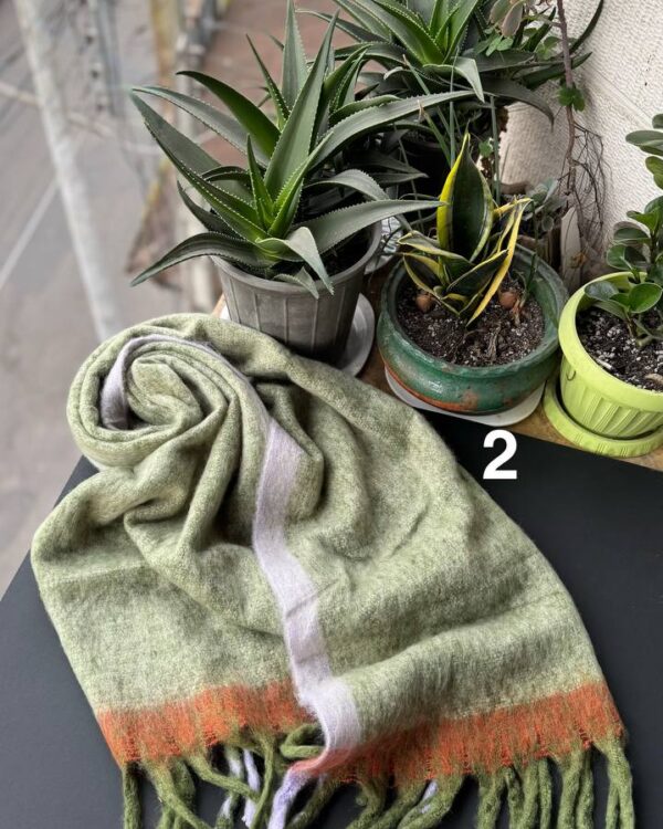 بیگ اسکارف پشمی موهر رنگارنگ راه راه وارداتی عمده (جین 8 تایی کد 1082)